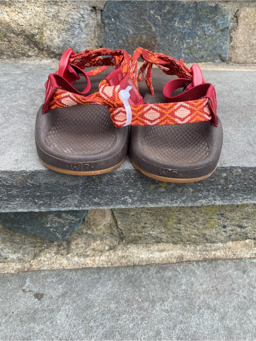 Chaco Women's Orange Red Patterned Strap Sandals 7 - Picture 10 of 13